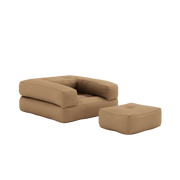 Pouf fauteuil convertible en coton mocca 95x90x42cm Cube - Karup Design - The Cool Republic