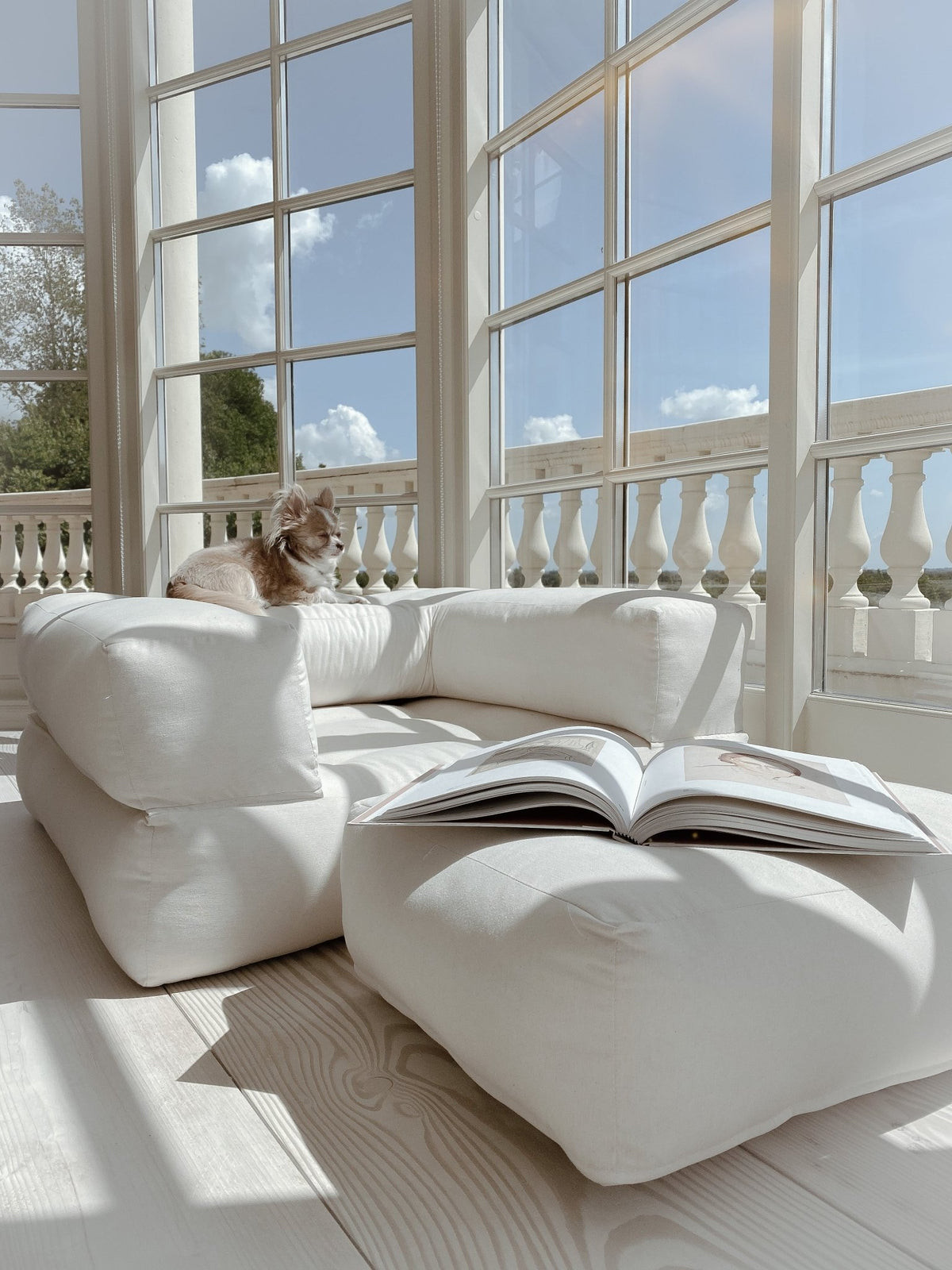 Pouf fauteuil convertible en coton mocca 95x90x42cm Cube - Karup Design - The Cool Republic