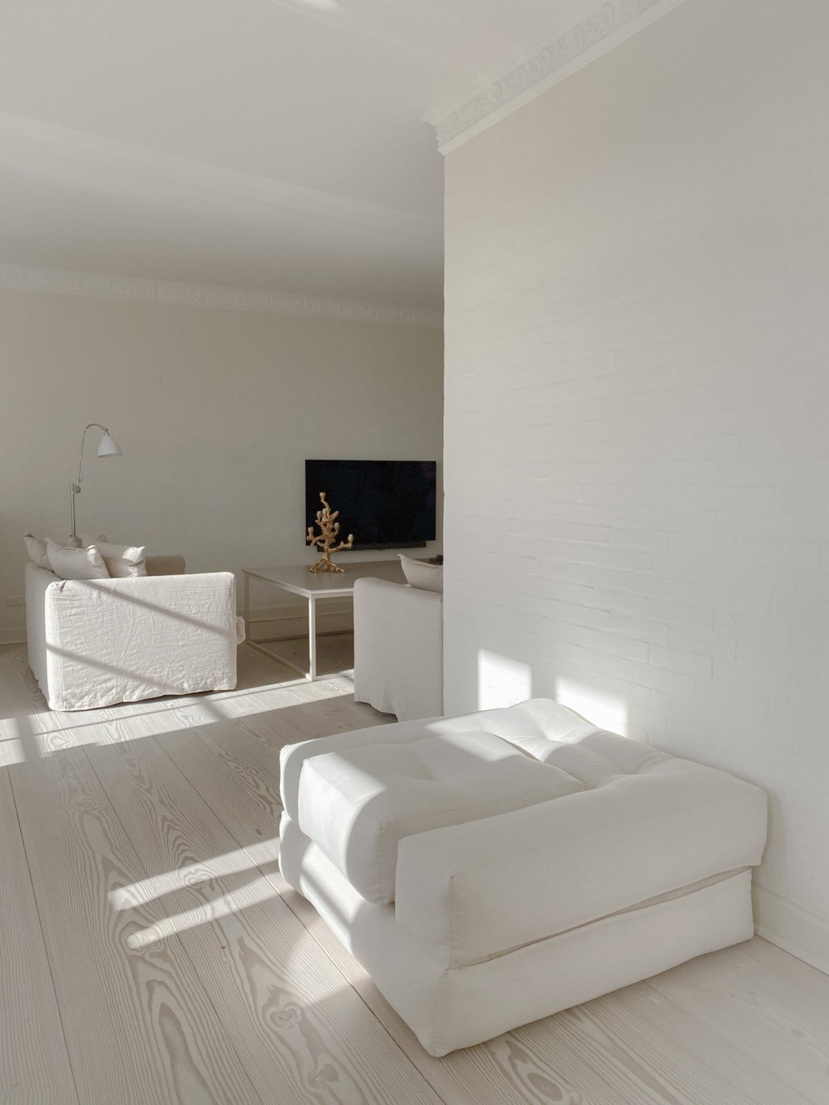 Pouf fauteuil convertible en coton natural 95x90x42cm Cube - Karup Design - The Cool Republic