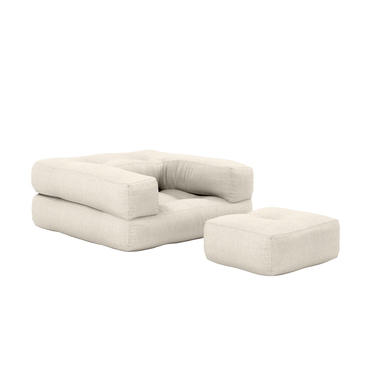 Pouf fauteuil convertible en lin 95x90x42cm Cube - Karup Design - The Cool Republic