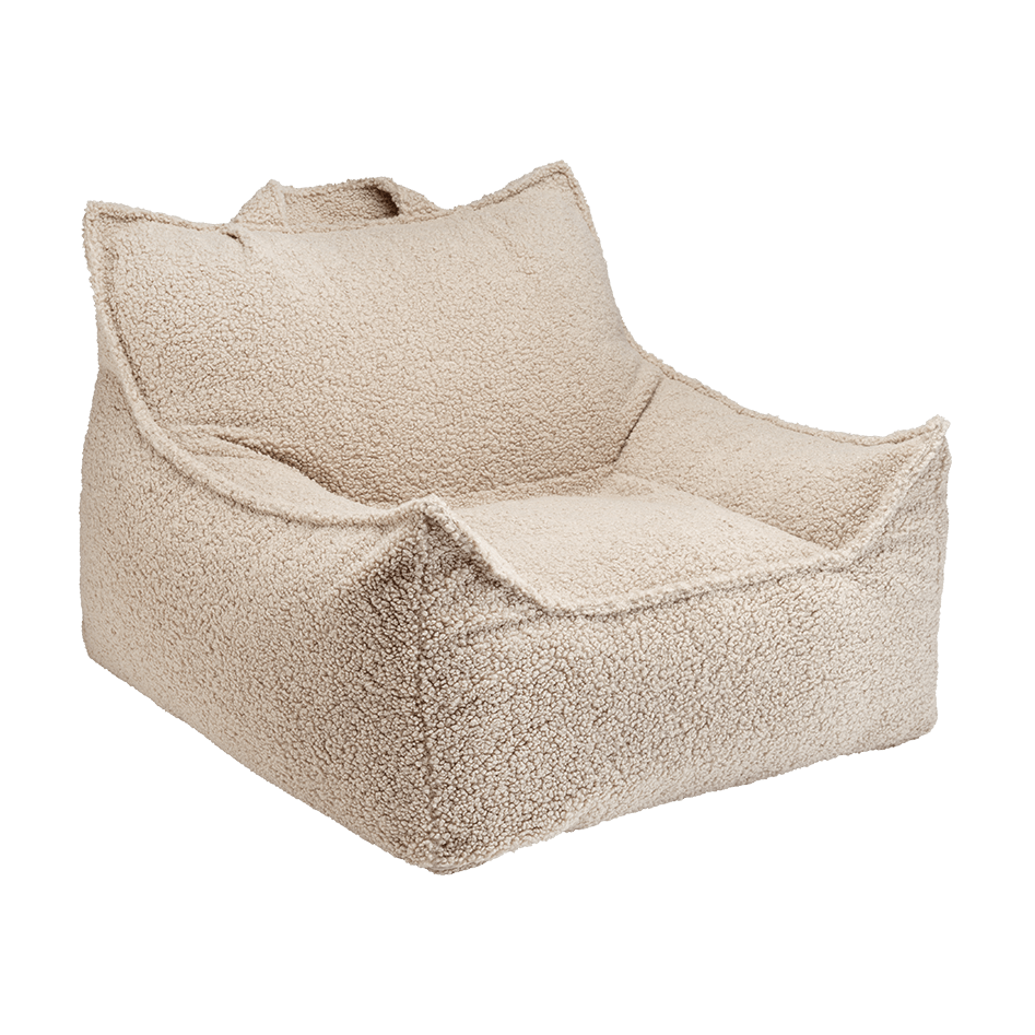 Pouf fauteuil en teddy bouclé beige 90x82x56cm Club - Wigiwama - The Cool Republic