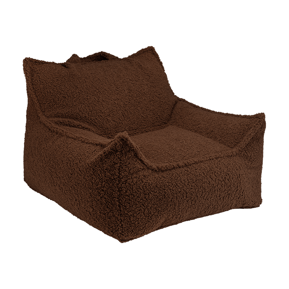 Pouf fauteuil en teddy bouclé marron 90x82x56cm Club - Wigiwama - The Cool Republic