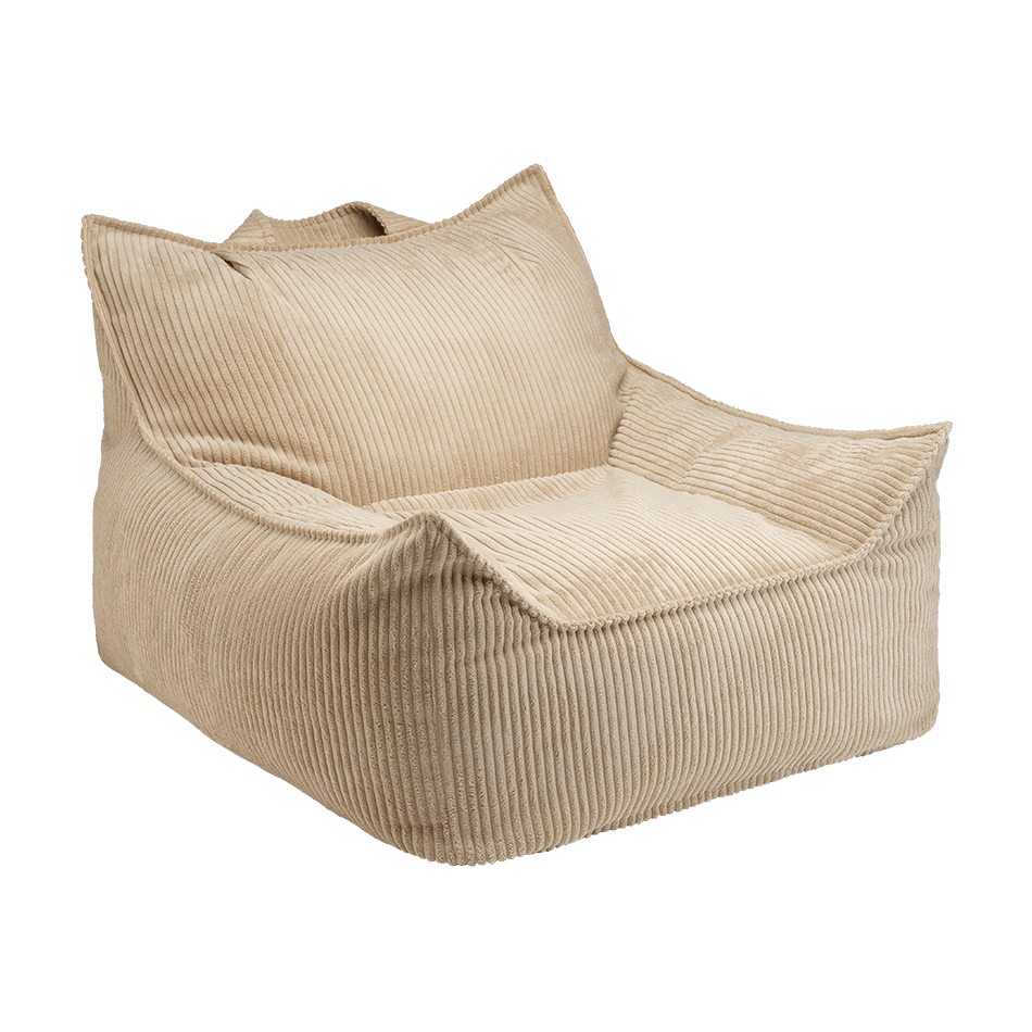 Pouf fauteuil en velours côtelé beige 90x82x56cm Club - Wigiwama - The Cool Republic