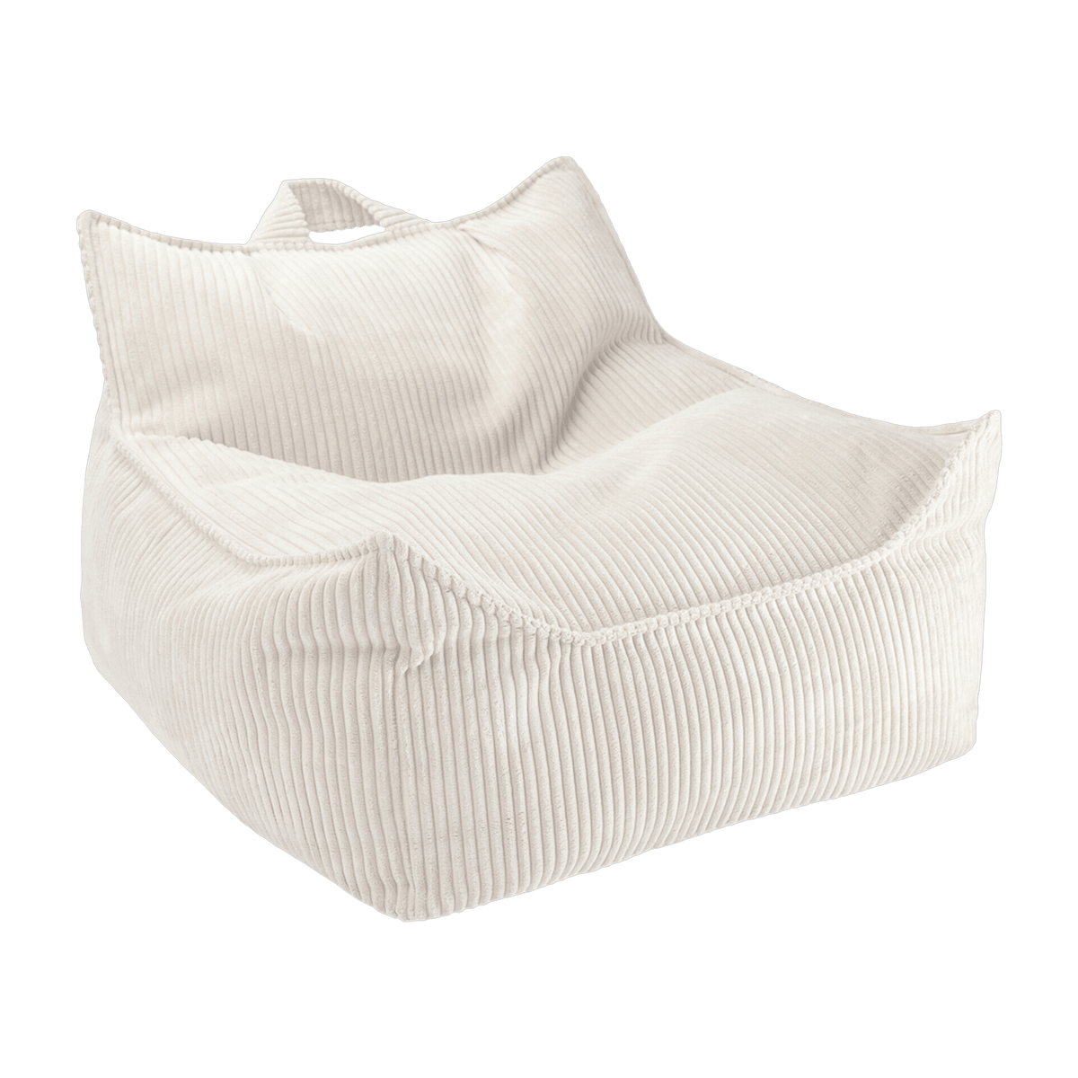 Pouf fauteuil en velours côtelé blanc marshmallow 80 x 70 cm - Wigiwama - The Cool Republic