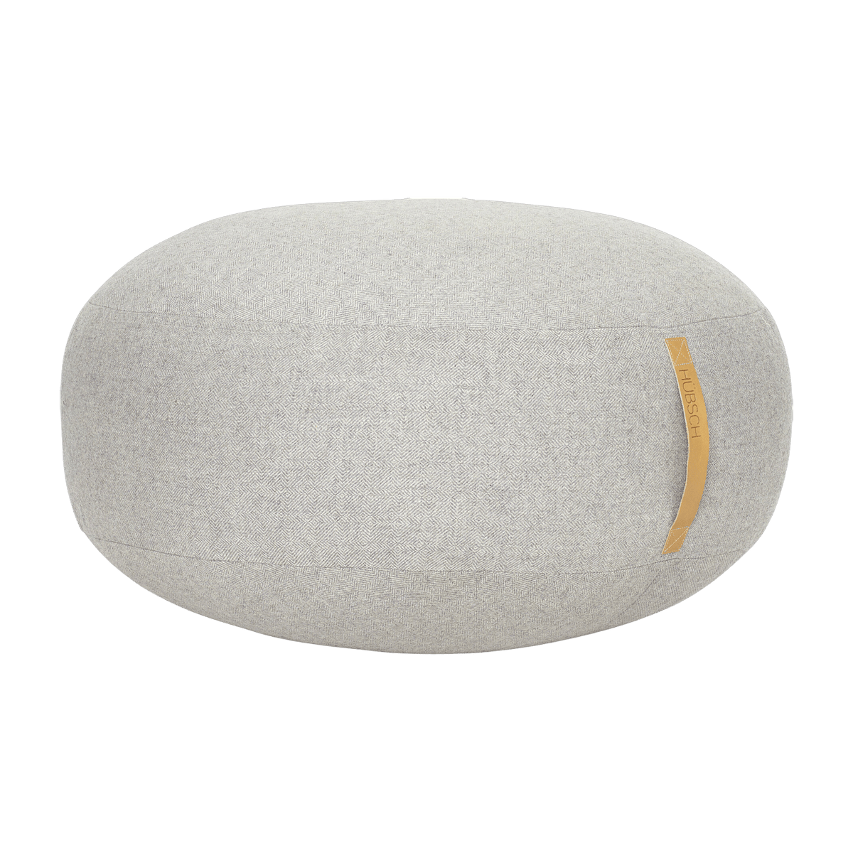 Pouf galet en laine gris avec poignée en cuir - Hübsch - The Cool Republic