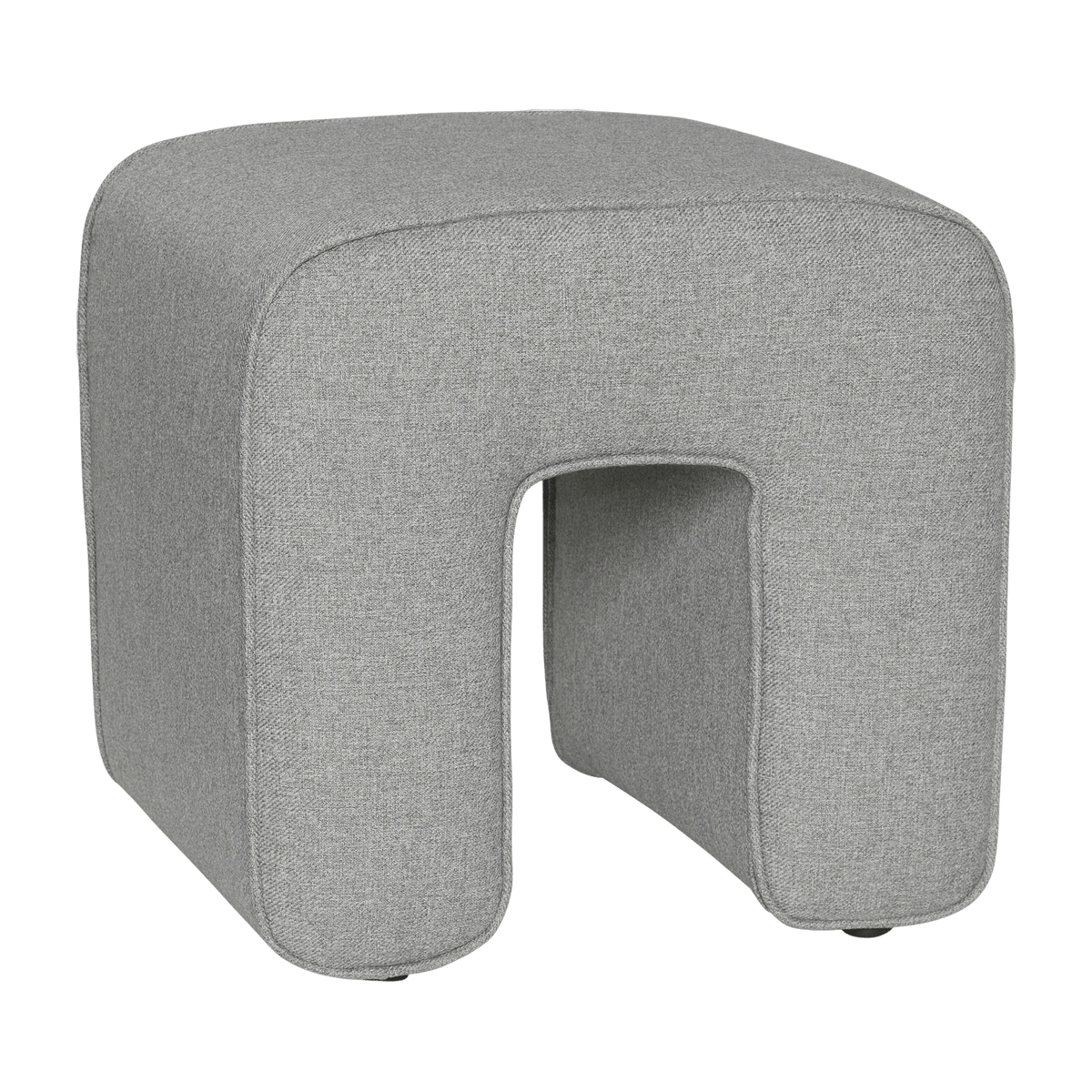 Pouf gris en tissu Sculpture - Hübsch - The Cool Republic