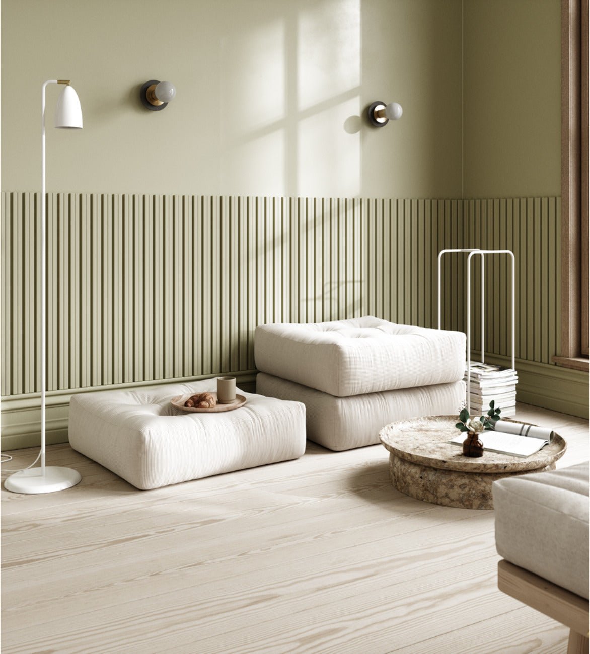 Pouf ivoire texturé More - Karup Design - The Cool Republic