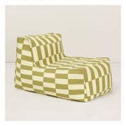 Pouf long d'extérieur en tissu déperlant à carreaux vert et jaune 70 x 110 x 62 cm Matteo - Nobodinoz - The Cool Republic