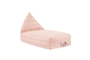 Pouf long pour enfant en velours recyclé à carreaux rose et violet 109 x 60 x 60 cm Oasis - Nobodinoz - The Cool Republic