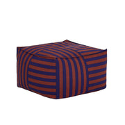 Pouf ottoman carré en coton rayures bleu et bordeaux 55 x 55 x 35cm Otto - Nobodinoz - The Cool Republic