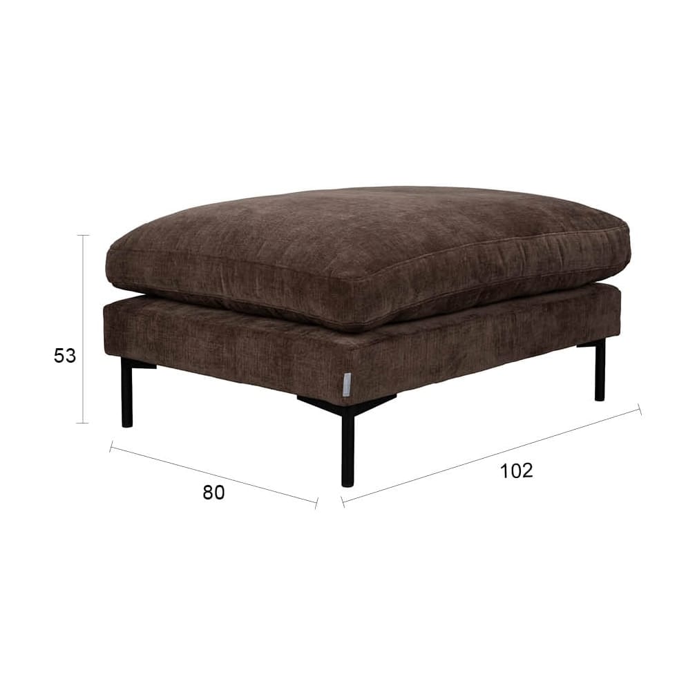 Pouf repose-pieds en tissu marron foncé 80x102x53cm Summer - Zuiver — vue 8