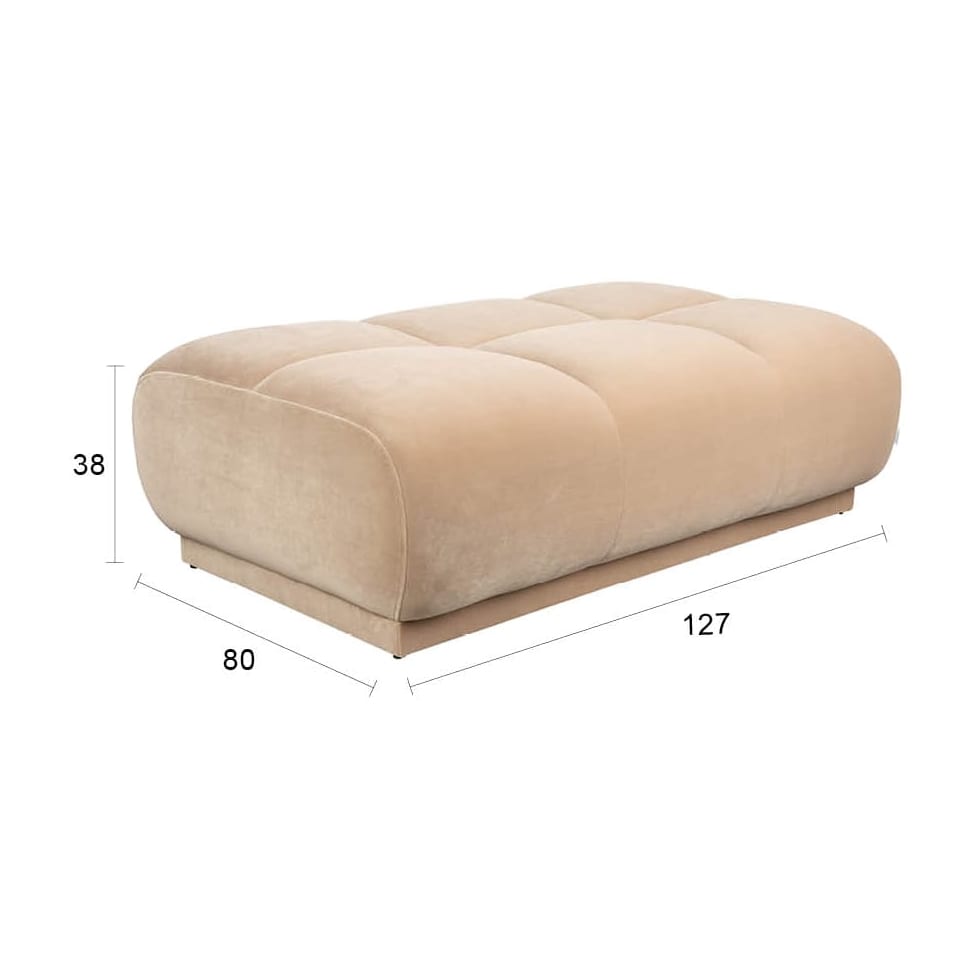 Pouf repose-pieds en velours beige 80x127x41cm Hazel - Zuiver — vue 8