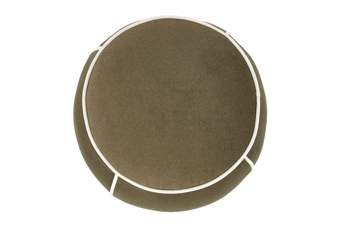 Pouf rétro rond en tissu vert 45cm Luma - The Cool Republic - The Cool Republic