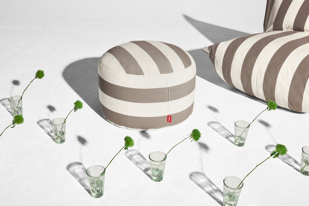 Pouf rond en polyester rayé cacao 70x40cm Point Large - Fatboy - The Cool Republic