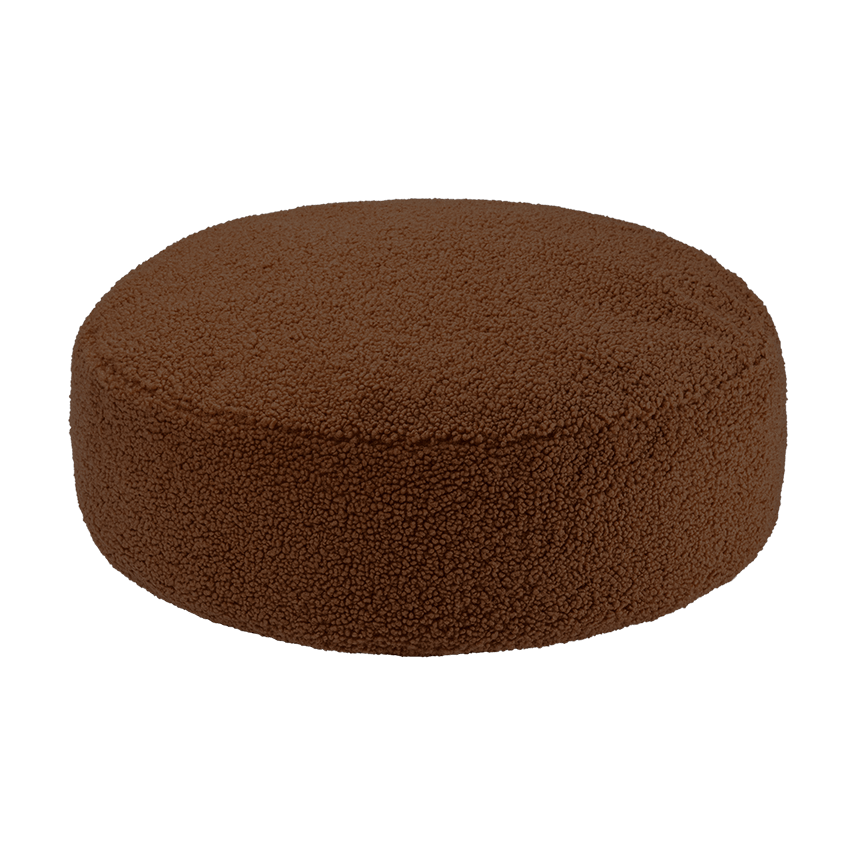 Pouf rond en teddy bouclé marron 65x20cm - Wigiwama - The Cool Republic