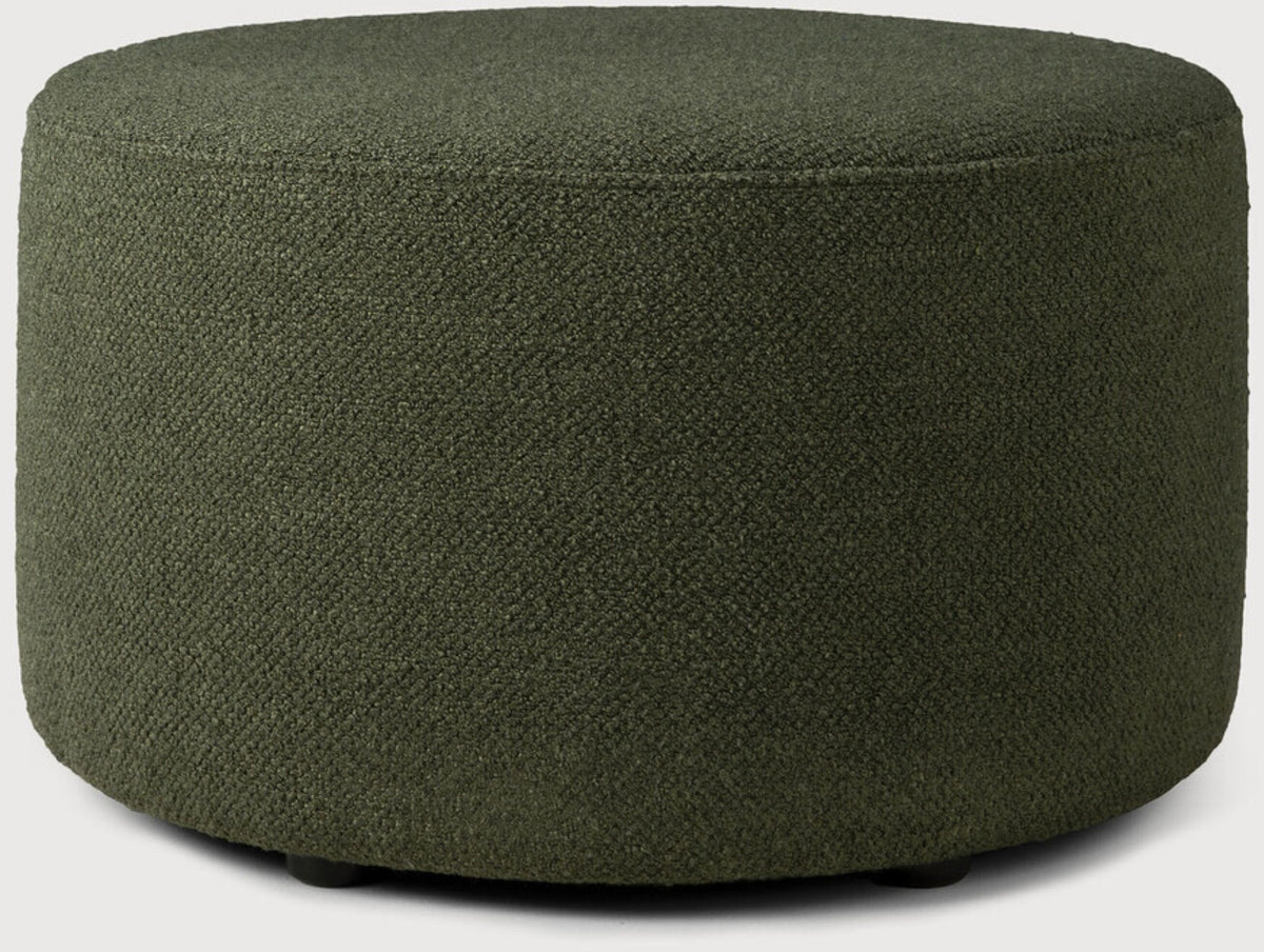Pouf rond en textile vert sapin  60x35cm Barrow - Ethnicraft