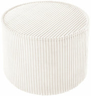 Pouf rond en velours côtelé blanc marshmallow 25 x 40 cm - Wigiwama - The Cool Republic