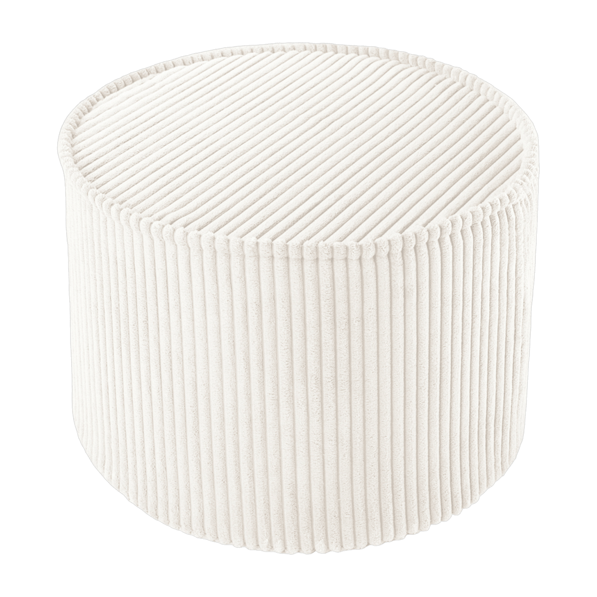 Pouf rond en velours côtelé blanc marshmallow 25 x 40 cm - Wigiwama - The Cool Republic