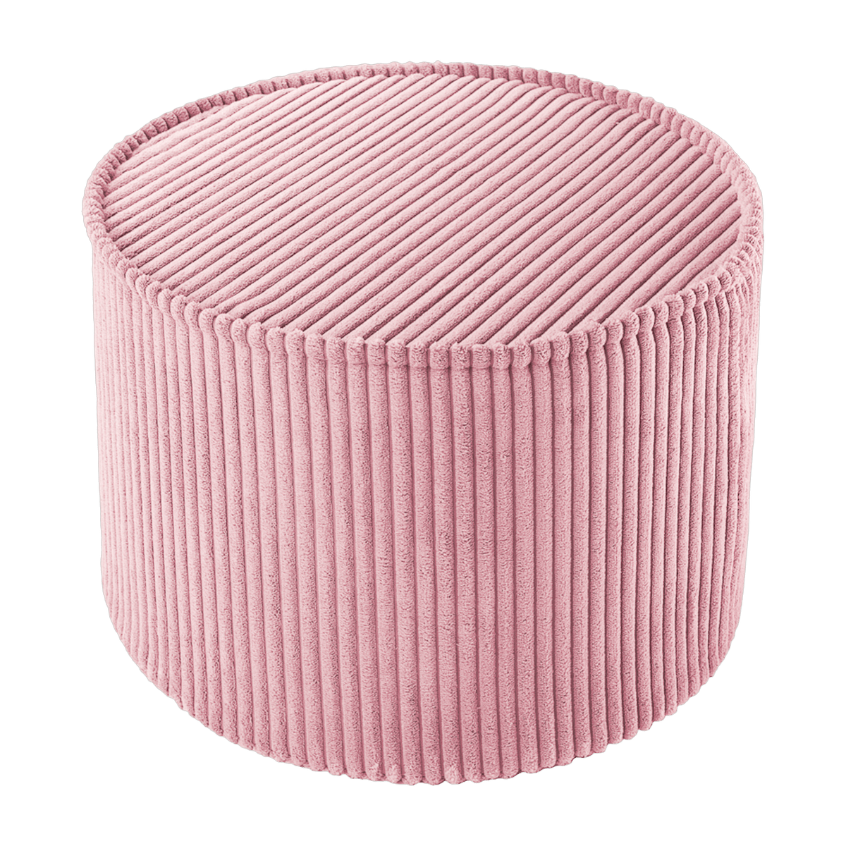 Pouf rond en velours côtelé rose 25 x 40 cm - Wigiwama - The Cool Republic