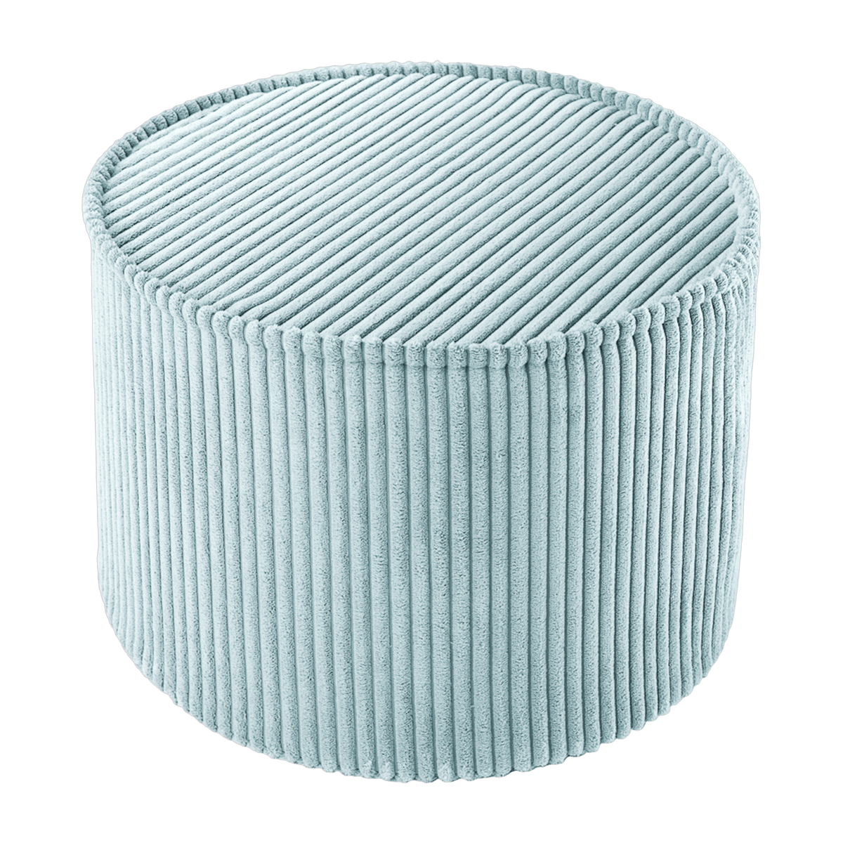 Pouf rond en velours côtelé vert menthe poivrée 25 x 40 cm - Wigiwama - The Cool Republic