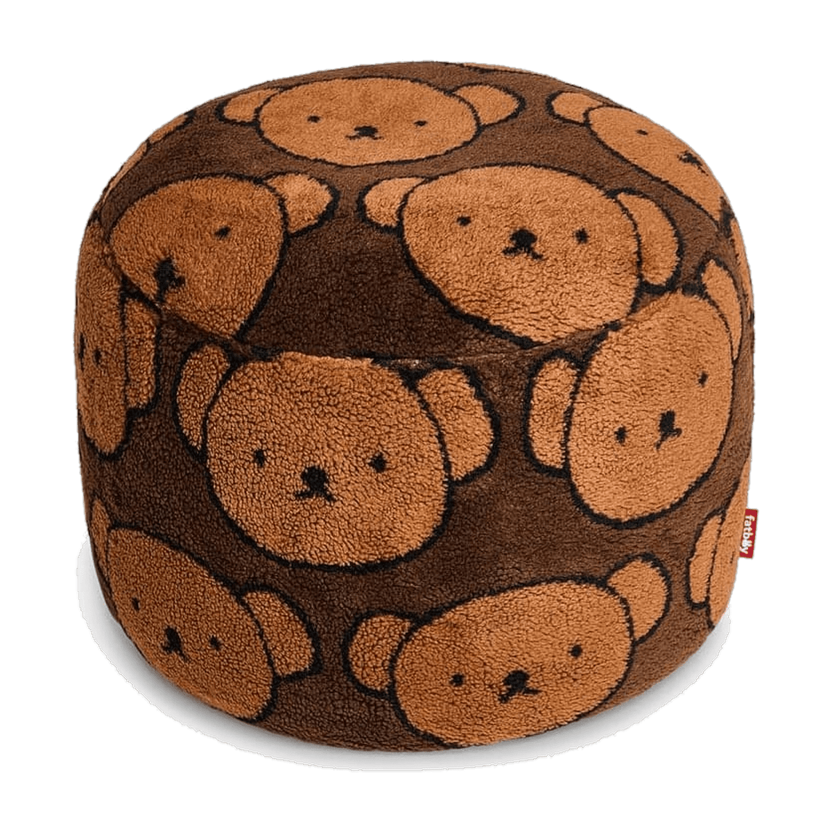 Pouf rond pour enfant en tissu doux marron 50x50x35cm Point Teddy x Boris - Fatboy - The Cool Republic