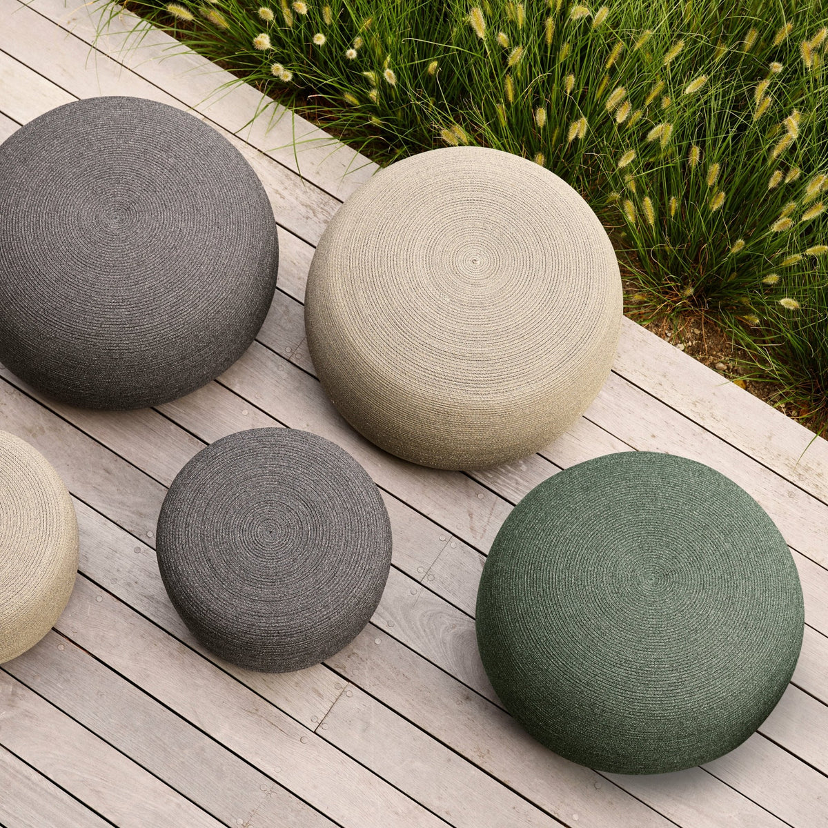 Pouf vert 43 cm Circle - Cane-Line - The Cool Republic