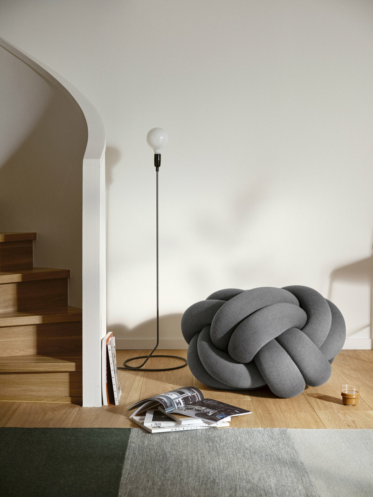 Grey acrylic and wool XL cushion Knot - Design House Stockholm - The Cool Republic
