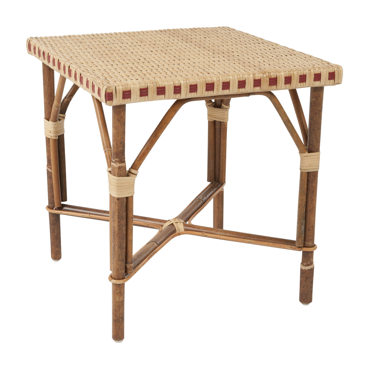 Table basse structure en rotin filets en résine rouge 52 x 49 x 49 Bagatelle - KOK