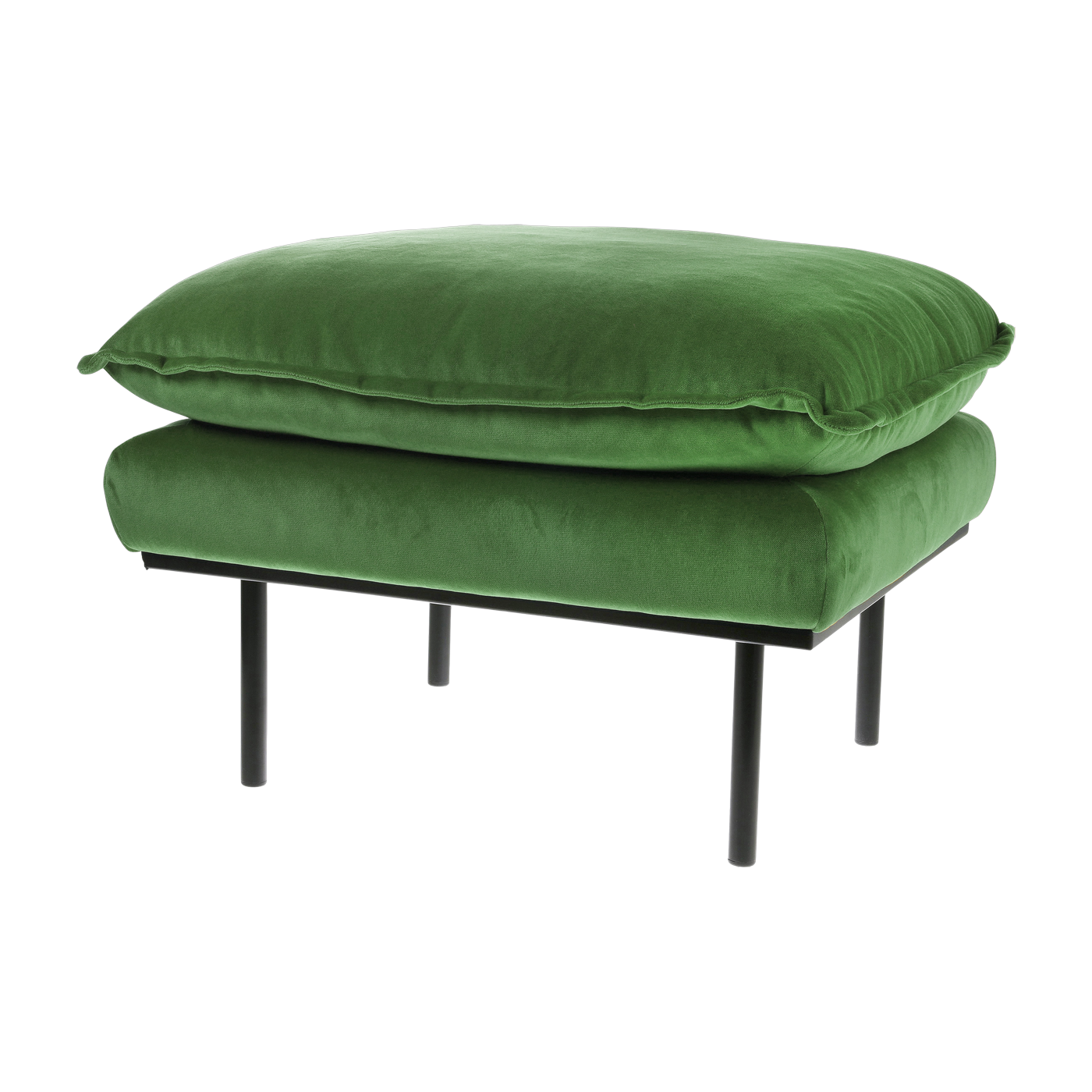 Repose-pieds en velours vert Retro - Hkliving
