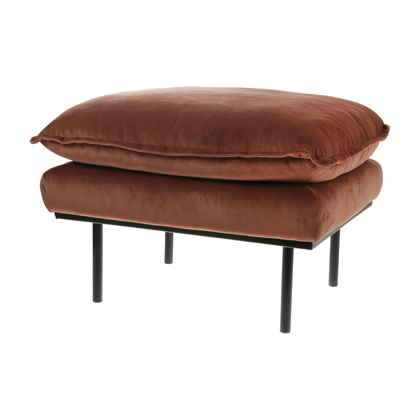 Repose-pieds en velours brique Retro - Hkliving