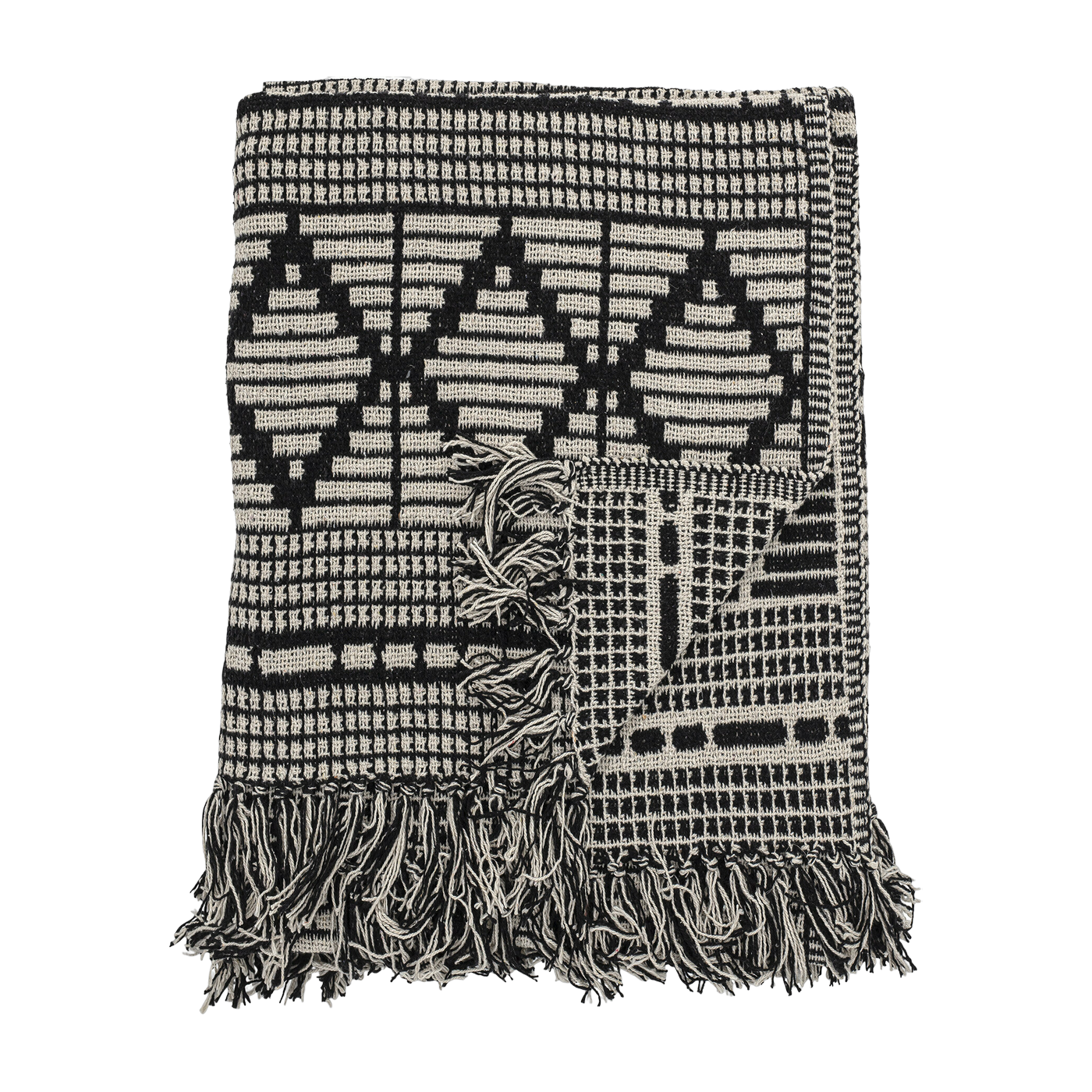 Gutte Black Recycled Cotton Throw - Bloomingville