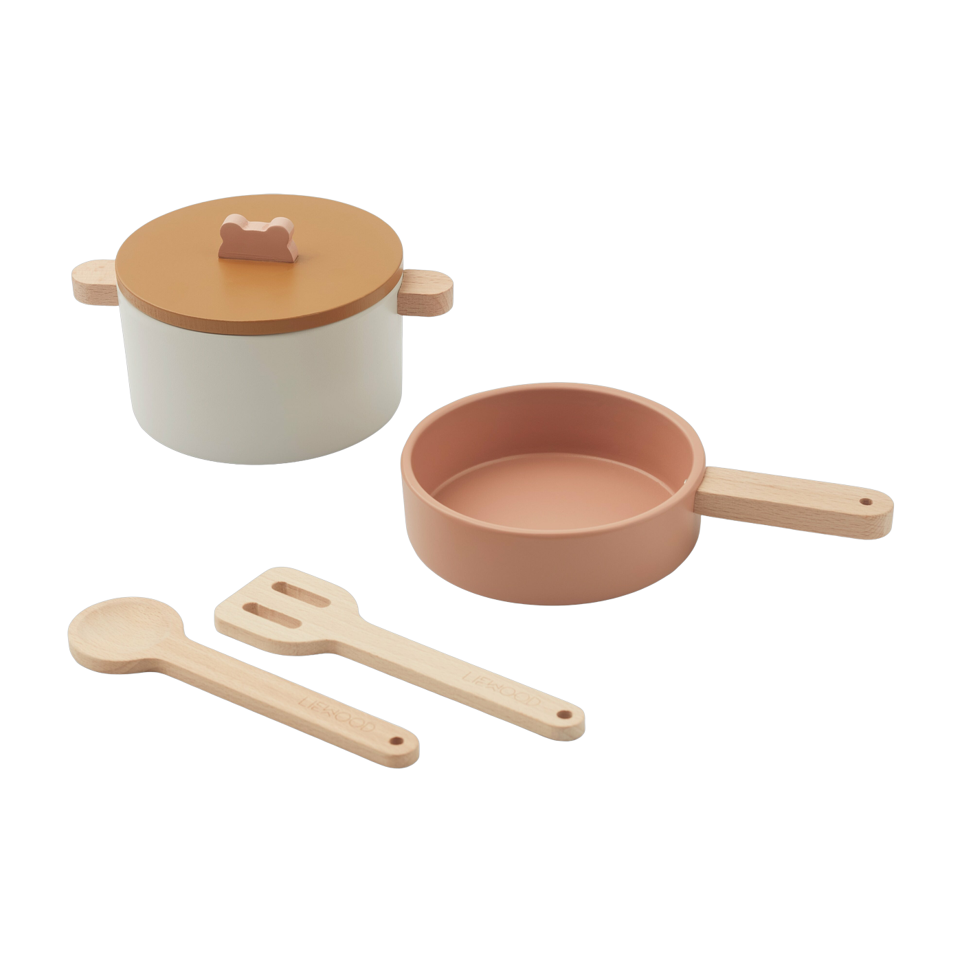 Set de cuisine en bois et silicone rose multi mix Antonio - Liewood