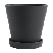 Maceta con platillo negro XL Flowerpot - HAY