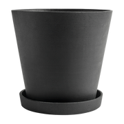 Pot de fleurs avec soucoupe noir 34cm Flowerpot - Hay