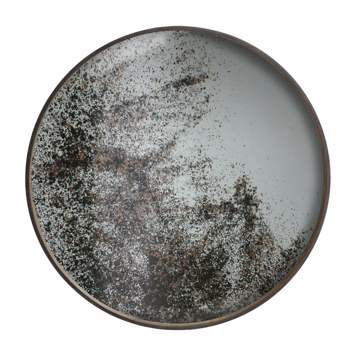 Round tray with aged mirror and wooden edge 61 cm Clear - Ethnicraft Accessories