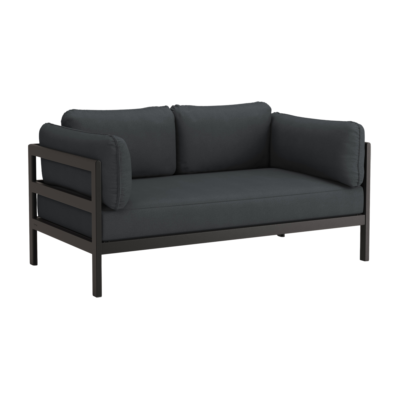 2 seater sofa in black metal and slate grey fabric Easy - Tiptoe