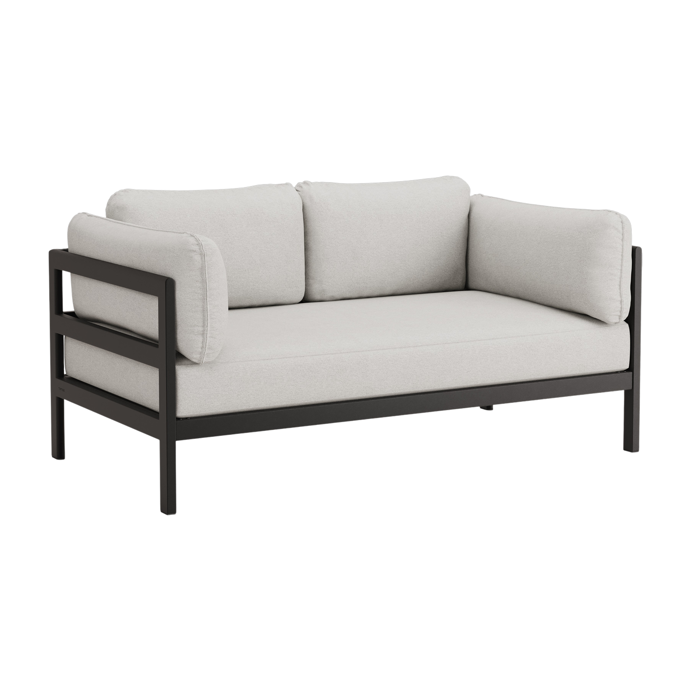 2 seater sofa in black metal and grey fabric Easy - Tiptoe