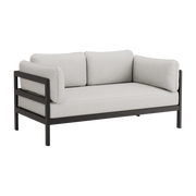 Divano a 2 posti in metallo nero e tessuto grigio Easy - Tiptoe