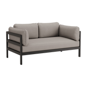 Divano a 2 posti in metallo nero e tessuto beige Easy - Tiptoe