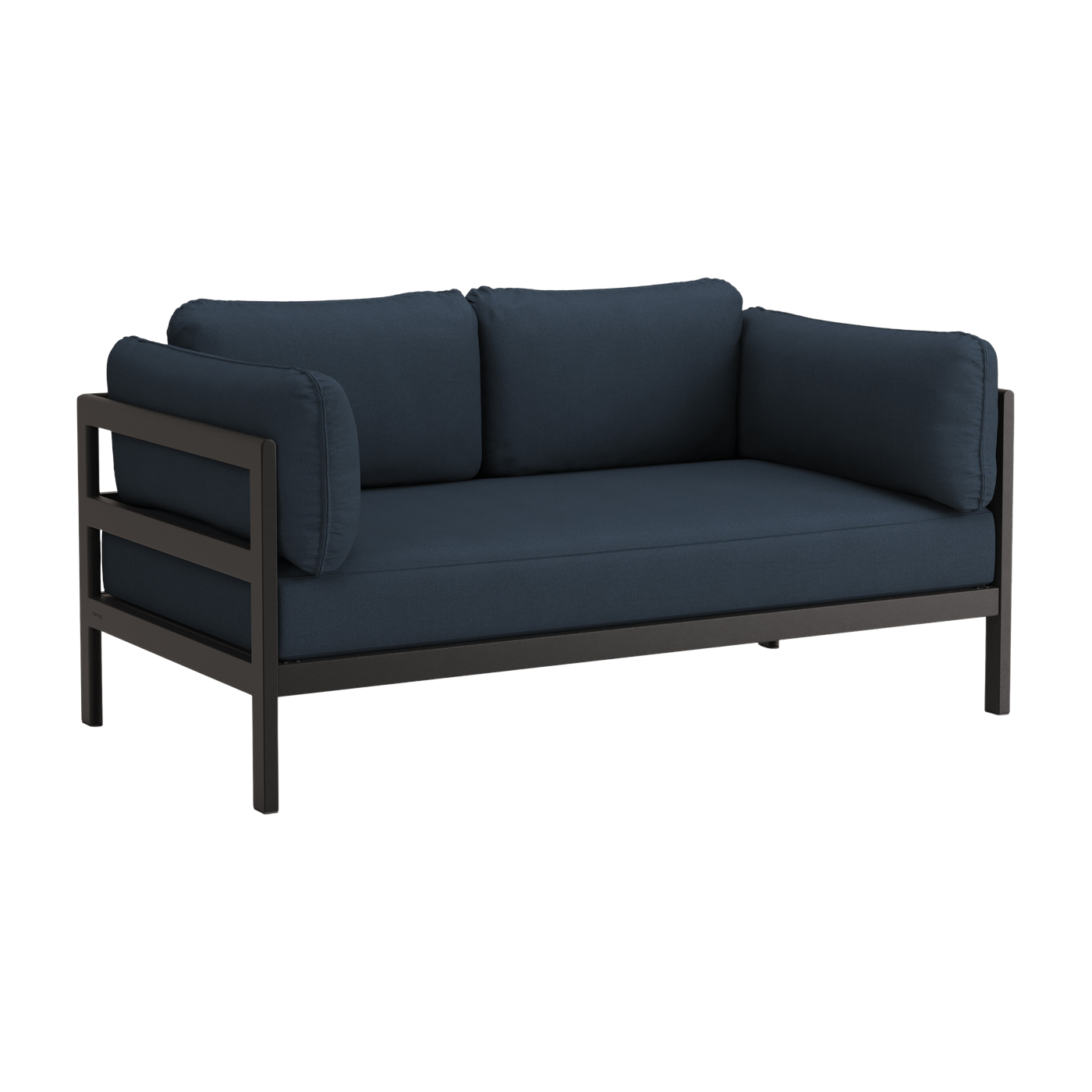 2 seater sofa in black metal and midnight blue fabric Easy - Tiptoe