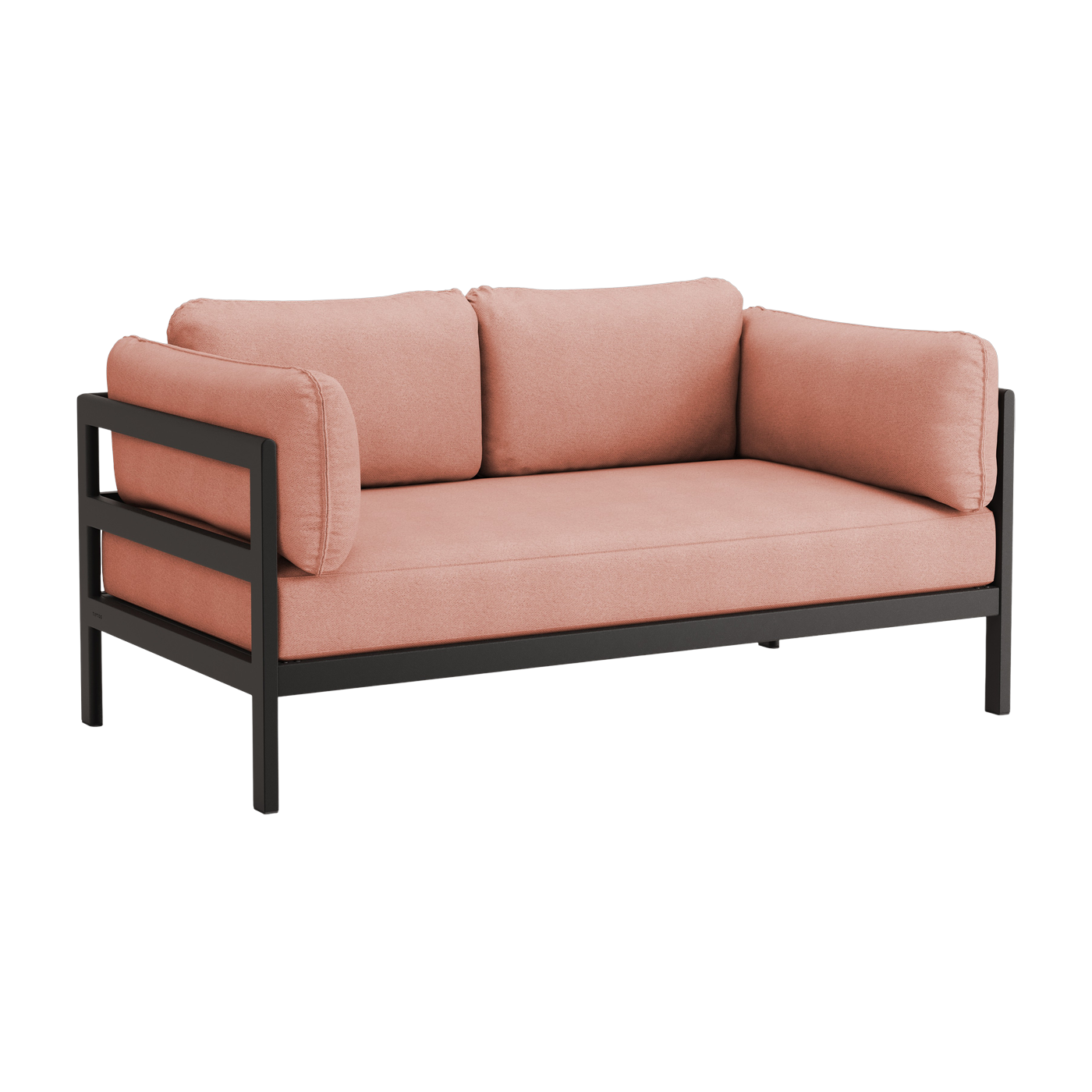 2 seater sofa in black metal and pink fabric Easy - Tiptoe