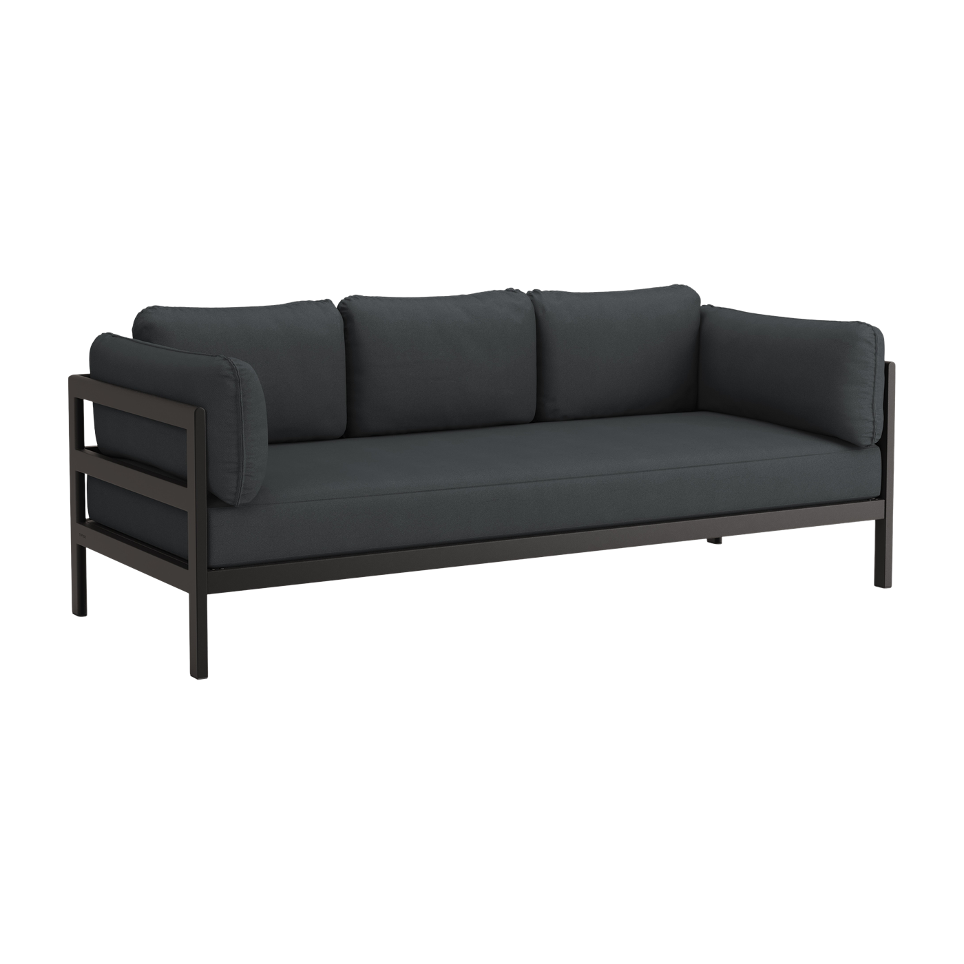 3 seater sofa in black metal and slate grey fabric Easy - Tiptoe