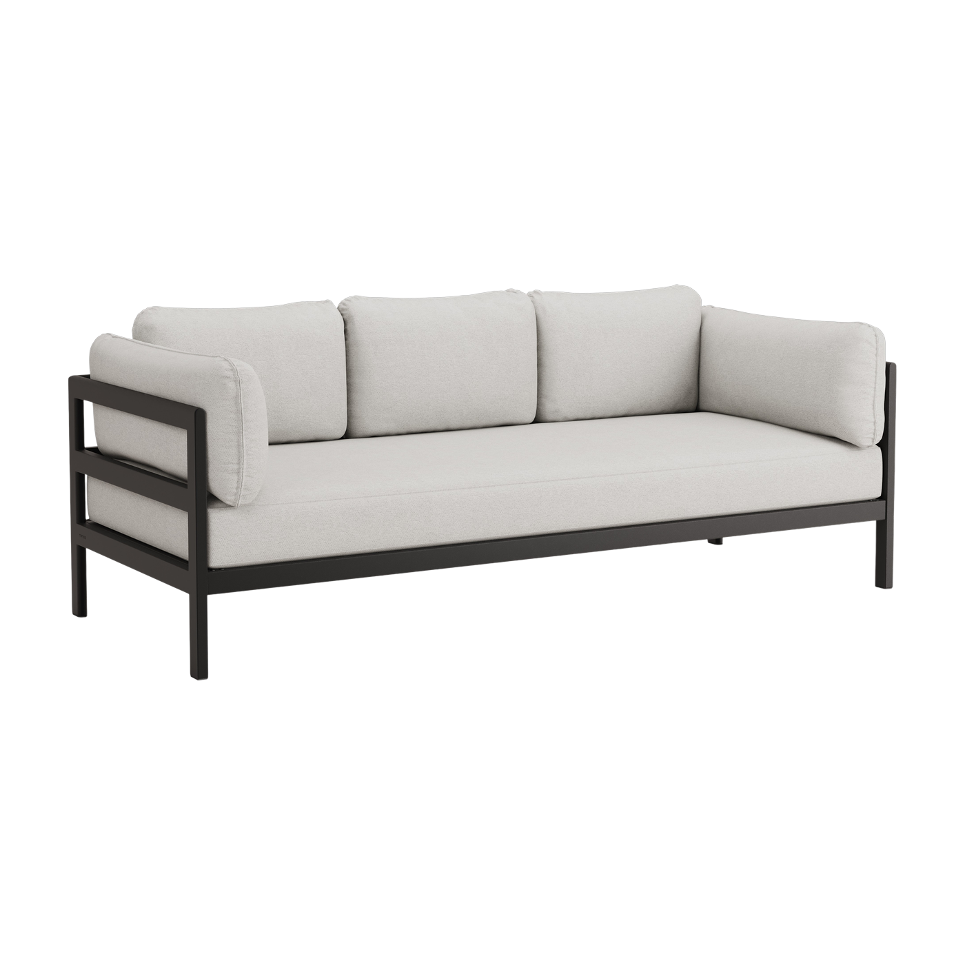 3 seater sofa in black metal and grey fabric Easy - Tiptoe