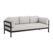 Divano a 3 posti in metallo nero e tessuto grigio Easy - Tiptoe