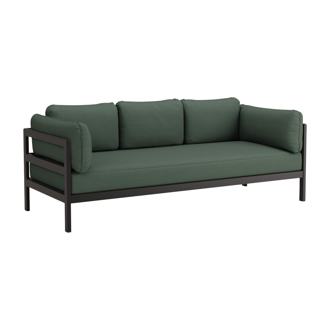 3 seater sofa in black metal and green fabric Easy - Tiptoe