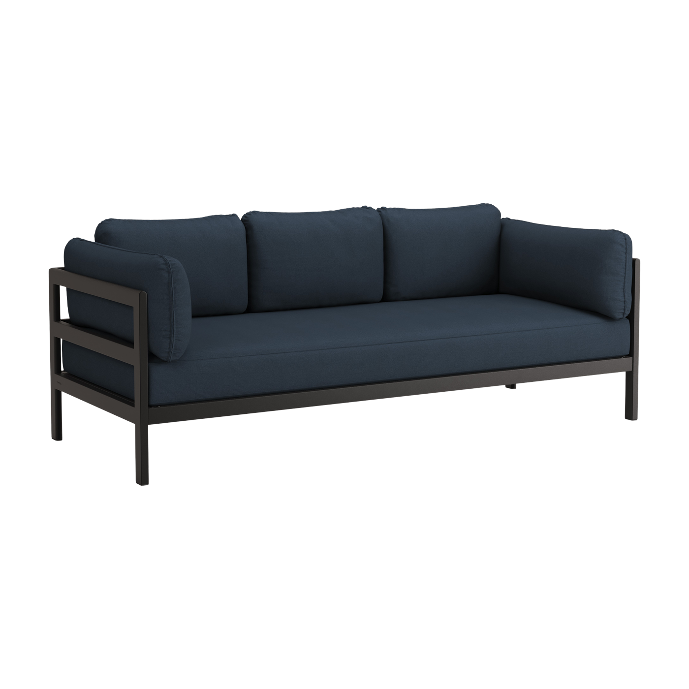 3 seater sofa in black metal and midnight blue fabric Easy - Tiptoe