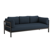 3 seater sofa in black metal and midnight blue fabric Easy - Tiptoe