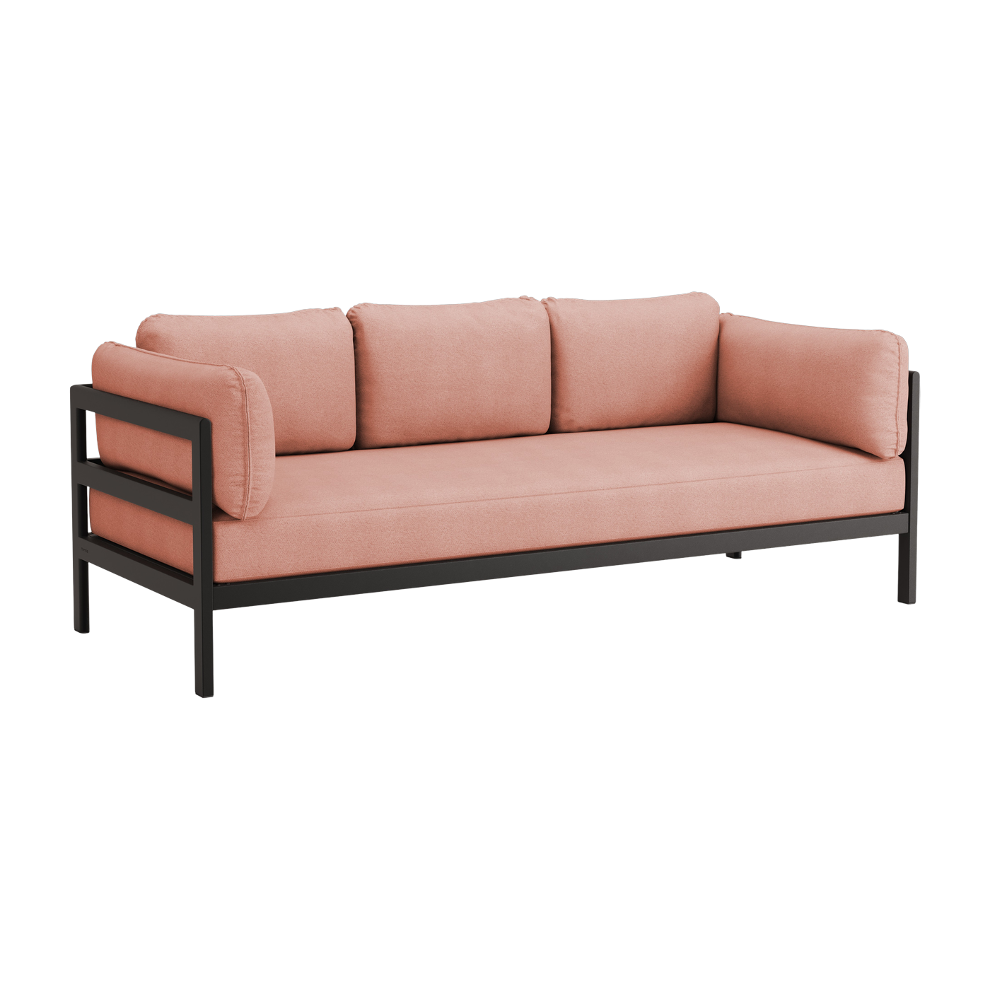 3 seater sofa in black metal and pink fabric Easy - Tiptoe