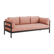 Divano a 3 posti in metallo nero e tessuto rosa Easy - Tiptoe