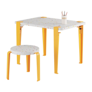 Bureau recycled plastic child 70 x 50 cm yellow Tutti Frutti and yellow stool Mini Lou - Tiptoe